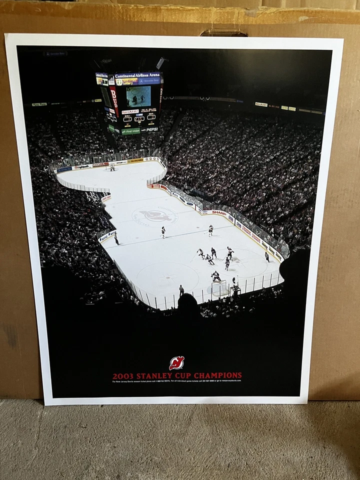 Póster de entradas de temporada de la Copa Stanley 2003 New Jersey Devils puede hacer oferta a granel Foto 1 de 2