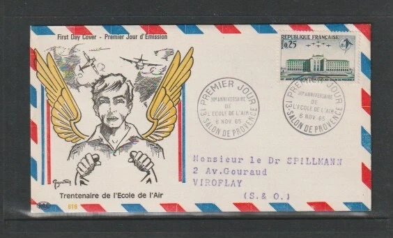 France 1965 SG1695 Airmail FDC (Salon de Provence) 30th Anniv.-Aviation School - Image 1 of 1
