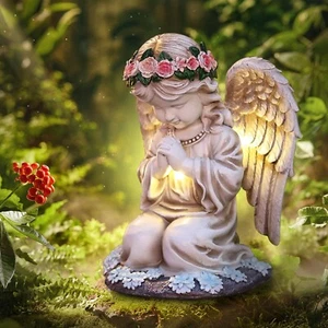 Choies Solar Angel Garden Statue Outdoor Decor,Praying Angel Sculpture for Ou... - Picture 1 of 7
