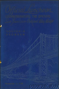 1936 Official Lunch Celebrating Opening Of San Francisco-Oakland Bay Bridge Menu - Picture 1 of 3