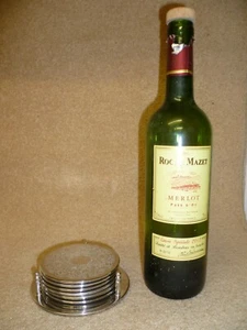 SET 7 PEZZI SOTTOBICCHIERI IN VETRO DA VINO VINTAGE MA INUTILIZZATI MOTIVO FLOREALE PLACCATO ARGENTO, - Foto 1 di 5