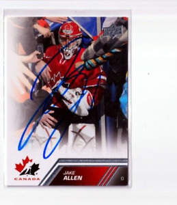 JAKE ALLEN autographed SIGNED '13 Upper Deck TEAM CANADA card MONTREAL CANADIENS