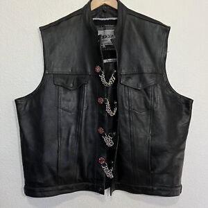 Unik Premium Leather Vest Men 5XL Snap Conceal Pockets F.D. Extenders Bikers BLK