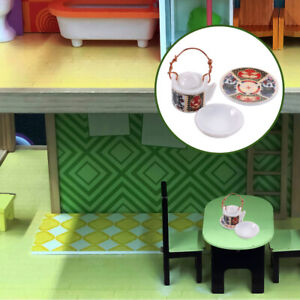  1 Satz Mini-Teekannen-Untertassen-Set, Puppenhaus-Teekanne, Teeschale,