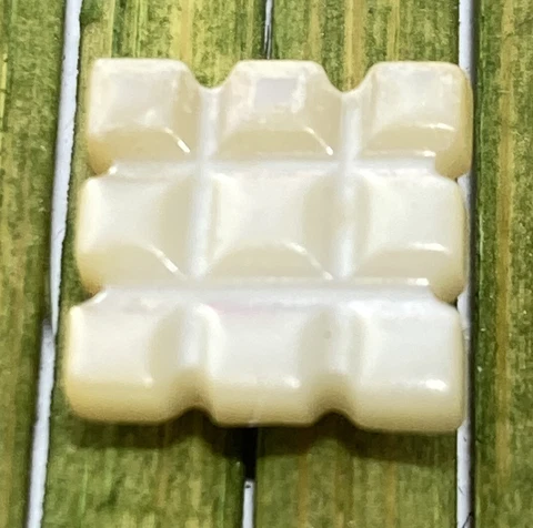Antique Mother of Pearl Button Square Carved Self Shank Diminiative 3/8" Cover