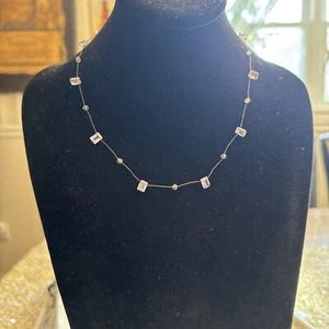 Unusual floating genuine Quartz Crystal stone necklace square cut - Picture 1 of 7