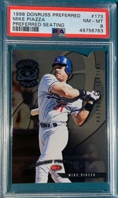 1998 Donruss Baseball #173 Mike Piazza Preferred Seating PSA 8 - Image 1 of 2