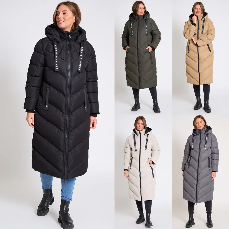 Womens Ladies Long Oversized Black Coat Padded Bubble Hooded Puffer Jacket - Image 1 of 1