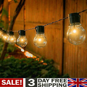 20LED Retro Bulb String Lights Solar Powered Garden Outdoor Fairy Summer Lamp