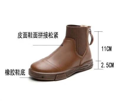 Botas Chelsea Mujer Talla 4.5-10 Cuero Genuino Botines Zapatos Planos Cremallera Foto 1 de 4