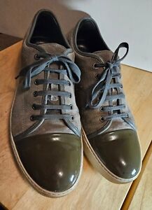 Lanvin DBB1 Grey Suede Patent Toe Leather Sneaker US 11