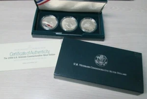 1994 US Veterans 3 Coin Silver Dollar Proof Commemorative Set - Picture 1 of 4