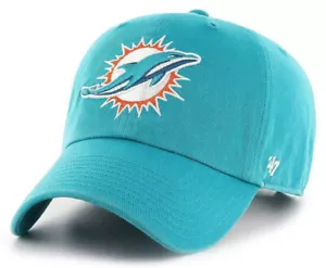 CAPPELLO BERRETTO MIAMI DOLPHINS NFLFOOTBALL TEAL NUOVO LOGO PAPÀ STRAPBACK PULITO NUOVO! '47 - Foto 1 di 3