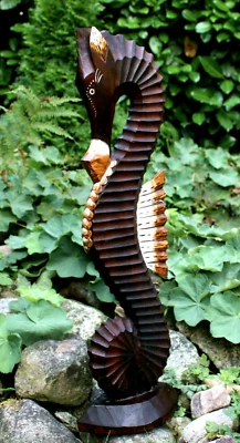 Seepferdchen Skulptur gross Holz Deko Seepferd Seepferdfigur Seepferdchen Figur - Bild 1 von 4