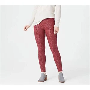 WOMEN WITH CONTROL NEW $67 Embossed Ponte Royale Legging Cabernet XXSP - Picture 1 of 3