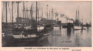 Feuerschiffe und Lotsenschoner im alten Hafen von Cuxhaven - 1916 ~18x10cm - Bild 1 von 1