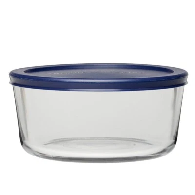 Anchor Hocking Glass Food Storage Container with Lid, 7 Cup Round