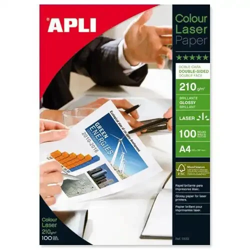 Apli Laser Paper Glossy Brilliant Double-sided 210gsm A4 Ref 11833 [100 Sheets] - Image 1 of 1