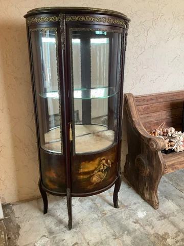 VINTAGE FRENCH LOUIS XV STYLE BOW GLASS VITRINE Cover