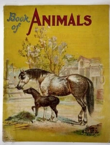Rare Vintage Children Linen "Book of Animals" McLoughlin Bros NY Horse Sheep Gnu - Bild 1 von 10