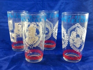 Vintage Set 4 Centennial Civil War Bar Glasses Circa 1965 Tumblers, 5 3/4" - Picture 1 of 7