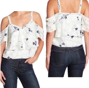 LUCKY BRAND Cold Shoulder Floral Print Blouse Size Small - Picture 1 of 8