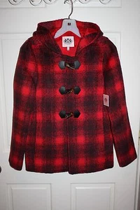 Nuevo con etiquetas Abrigo Chaqueta a Cheque Juicy Couture Rojo Siam Búfalo Talla 14 - Imagen 1 de 6