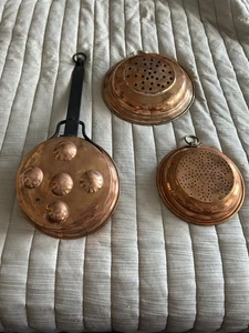 Lot Of Three (3) Vintage Copper Over Tin Kitchen Tools Wall Art - Picture 1 of 17