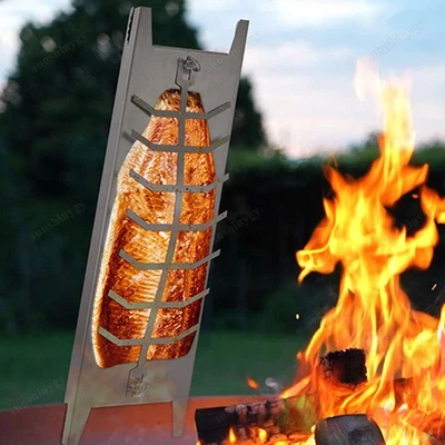 Flammlachsbrett Hochqualitatives Edelstahl Flammlachshalter Feuerschalen - Bild 1 von 4
