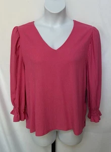 NWT. Vince Camuto ladies size XL hot pink long sleeve blouse - Picture 1 of 8