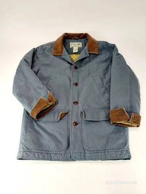 LL Bean Mens Medium Lined Barn Jacket Field Coat Gray Canvas Insulated WY20 - Image 1 of 4