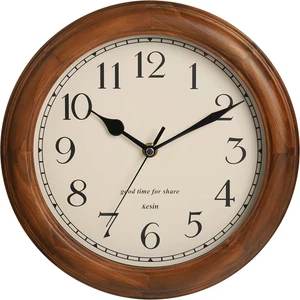 Wooden Wall Clock with Retro Design, 11 Inches round Wall Clocks Battery Operate - Picture 1 of 12