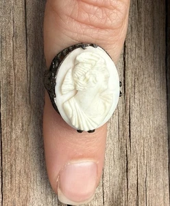 Vintage Mid Century Sterling Silber Kamee Ring Größe 6 - Bild 1 von 7
