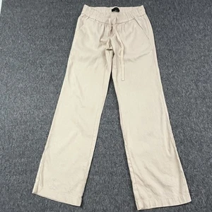 Ann Taylor Linen Blend Pants Womens XXS Beige Elastic Waist Drawstring - Picture 1 of 11
