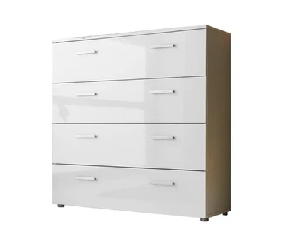 Schubladen Kommode Sideboard Highboard Anrichte Schrank MALAGA 3 weiß Hochglanz - Bild 1 von 2