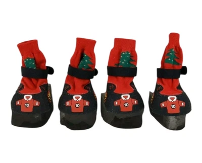 Juego de 4 Botas para Perros Protectores de Pata Zapatos para Mascotas Camiseta de Fútbol No. Árbol de Navidad 10 Foto 1 de 4