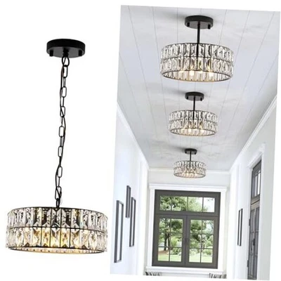 "Lámpara colgante de cristal moderna de 4 luces pequeña 12"" extra pequeña-12"" negra" Foto 1 de 4