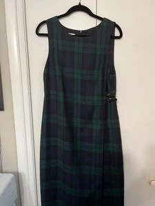 Reloj Talbots 100% Negro Cuadros Verde/Lana Azul Forrado Jersey Lg Maxi Talla 8 Nuevo sin Etiquetas Nuevo - Imagen 1 de 8