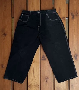 Fubu Mens Jeans Y2K Tag Size 44x34 Black Baggy Relaxed Carpenter Actual 43x29.75 - Picture 1 of 21