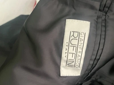 Gianfranco Ruffini Italy Jacket Sz 40S Black Pinstripe Suit Pants Pleated 34x30 - Image 1 of 2