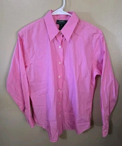 Ralph Lauren Vintage Woman's 10 Pink Cotton Button Down Shirt Long Sleeve Cotton - Picture 1 of 10