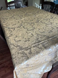 Waterford Rectangle Large  120” X 70” Gold Floral  Tablecloth Nice - Picture 1 of 7