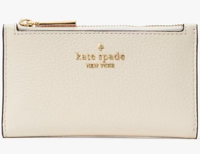 Cartera Kate Spade Julia Pequeña Delgada Doble Plegable Cuero Blanco Marfil KK256 NUEVA CON ETIQUETAS $179 Foto 1 de 4