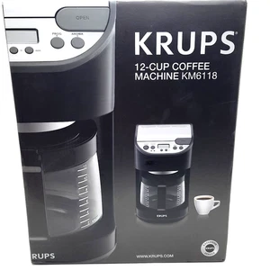 Vintage Krups KM6118 Cup Filtered Programmable Black Silver Coffee Maker - Picture 1 of 8