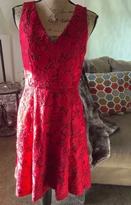 White House Black Market Dress, Sz 4, Red, Valentines Day, Festive, Whimsy - Picture 1 of 24
