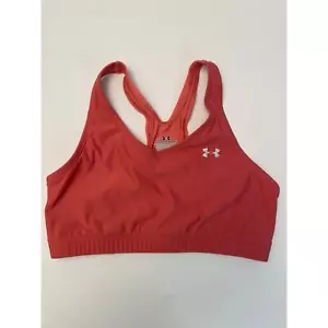 UNDER ARMOUR Sports Bra SMALL Racer back Pink Coral Back Mesh Panel - Picture 1 of 5