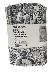 New IKEA RODGERSIA King Duvet Cover Set and Pillowcase Gray/White 605.794.08 - Picture 1 of 3