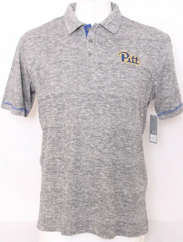 NEW Pittsburgh Pitt Panthers Colosseum Heathered Gray SS Polo Shirt Men's L Cover