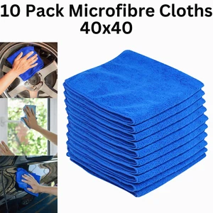Große Mikrofasertücher 40x40 Auto Fensterreinigung Waschen weiches Tuch blau 10er Pack - Bild 1 von 12