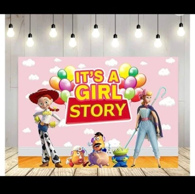 Toy Story Characters Baby Shower Backdrop 5' x 3' HUGE NEW  - Image 1 of 3